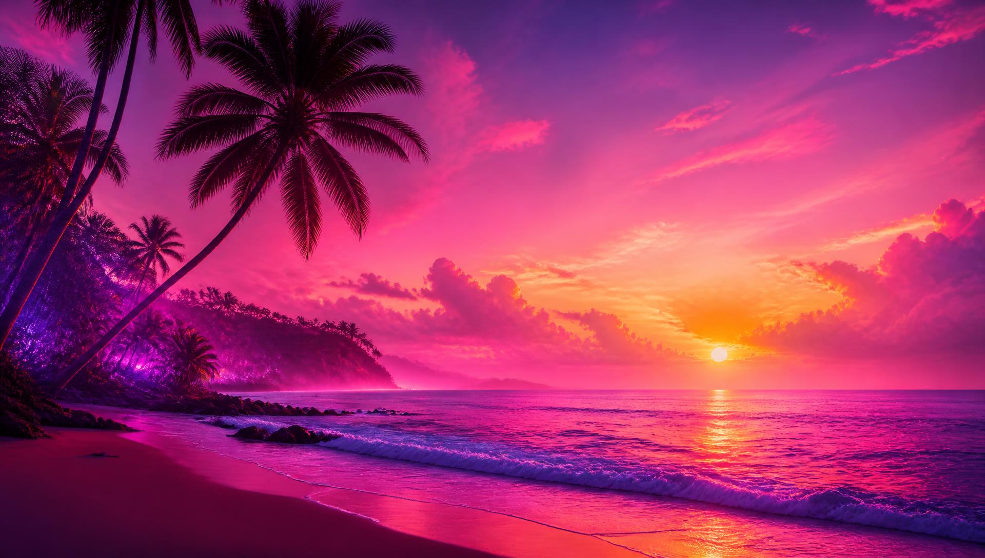 Dating AI banner with palms and a sunset over the ocean